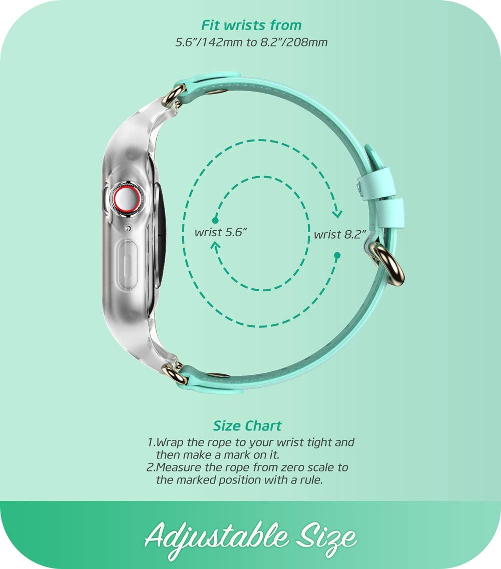 i-Blason Cosmo Apple Watch Band Series 6 / SE / 5 / 4 [44mm] Jade Green, Stylish Sporty Protective Bumper Case with Adjustable Strap Bands