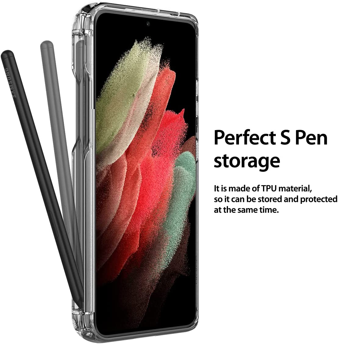 Araree FLEXIELD Pen Holder Samsung Galaxy S21 Ultra Clear Transparent Flexible Cover Flexible Full Protective Case