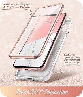 i-Blason Cosmo iPhone XS Max / XS / XR Full-Body Bumper Case with Built-in Screen Protector (Marble)