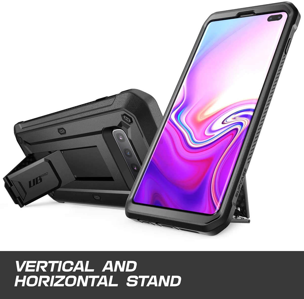 SUPCASE Unicorn Beetle Pro Galaxy S10 Plus Full-Body Dual Layer Rugged with Holster & Kickstand Without Built-in Screen Protector (Black)
