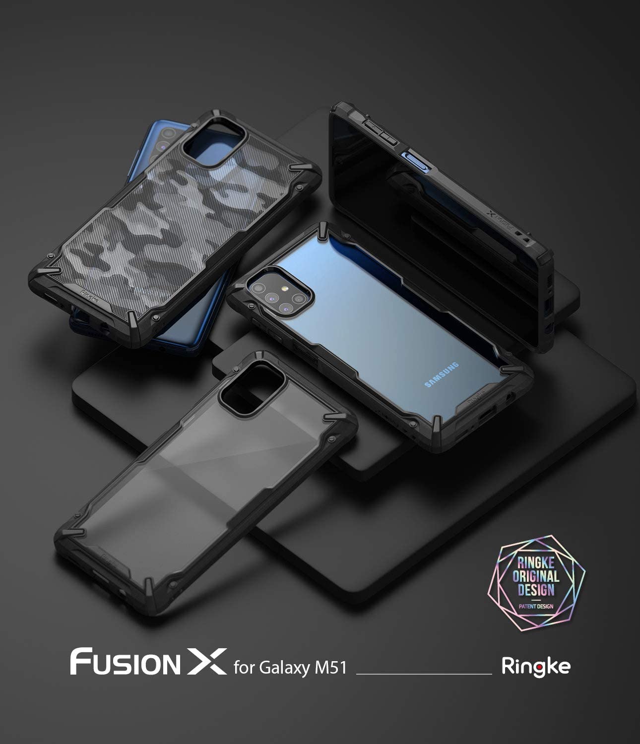 Ringke Fusion-X Galaxy M51 Military Drop Tested Ergonomic Transparent PC TPU Bumper Impact Resistant Protection Back Case Cover