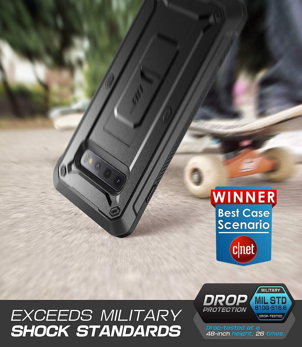 SUPCASE Unicorn Beetle Pro Galaxy S10 Plus Full-Body Dual Layer Rugged with Holster & Kickstand Without Built-in Screen Protector (Black)