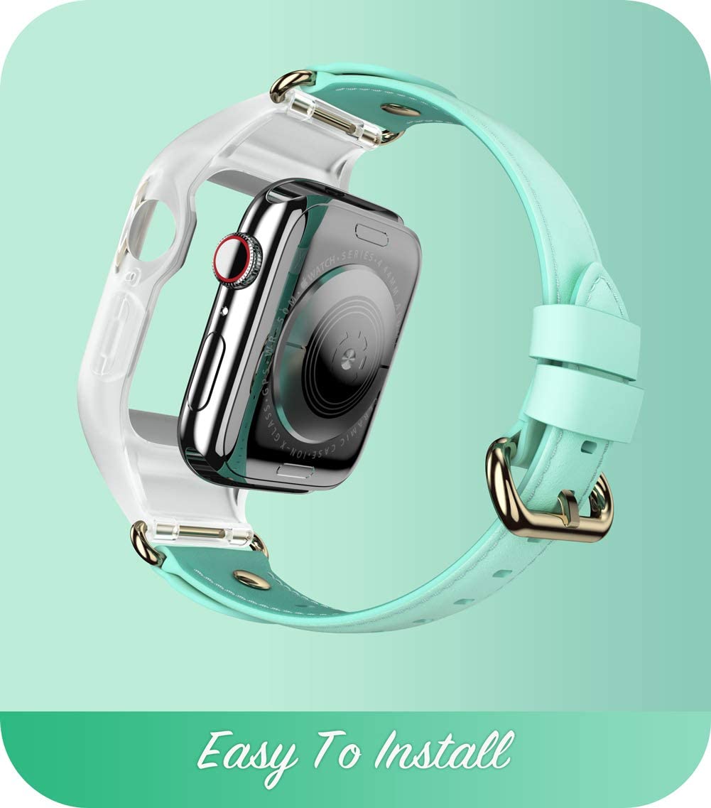 i-Blason Cosmo Apple Watch Band Series 6 / SE / 5 / 4 [44mm] Jade Green, Stylish Sporty Protective Bumper Case with Adjustable Strap Bands