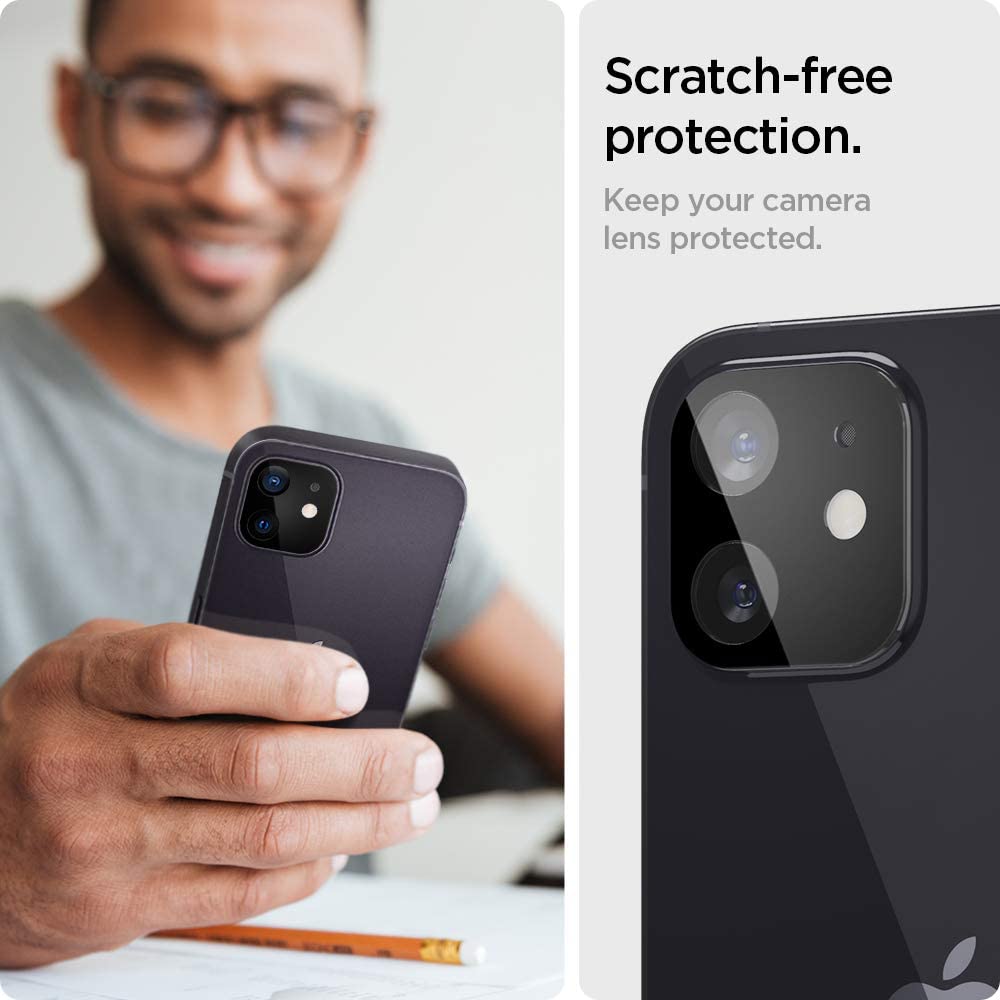 Spigen iPhone 12 / Pro / Pro Max Glas.tR Optik Camera Lens Screen Protector Black [2 Pack]