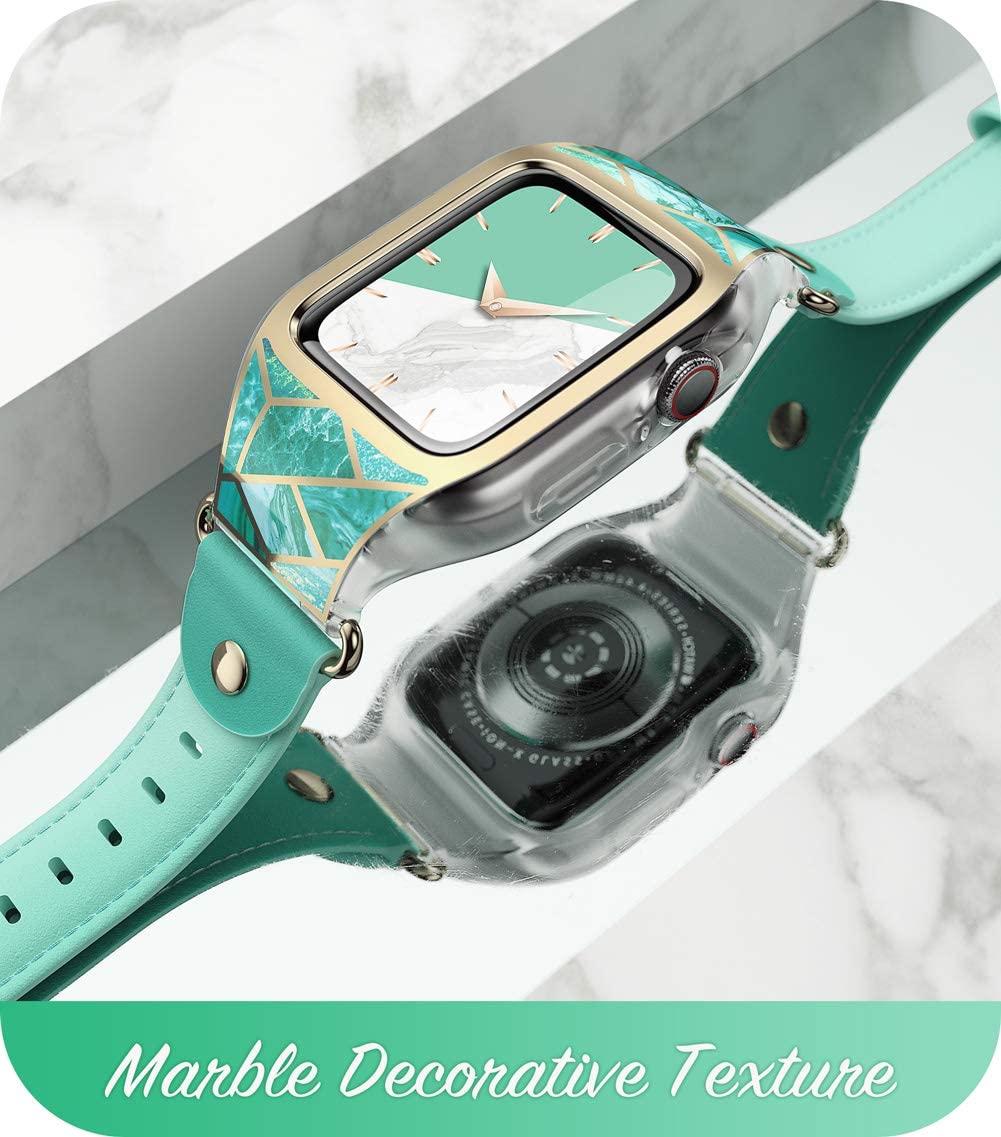 i-Blason Cosmo Apple Watch Band Series 6 / SE / 5 / 4 [44mm] Jade Green, Stylish Sporty Protective Bumper Case with Adjustable Strap Bands