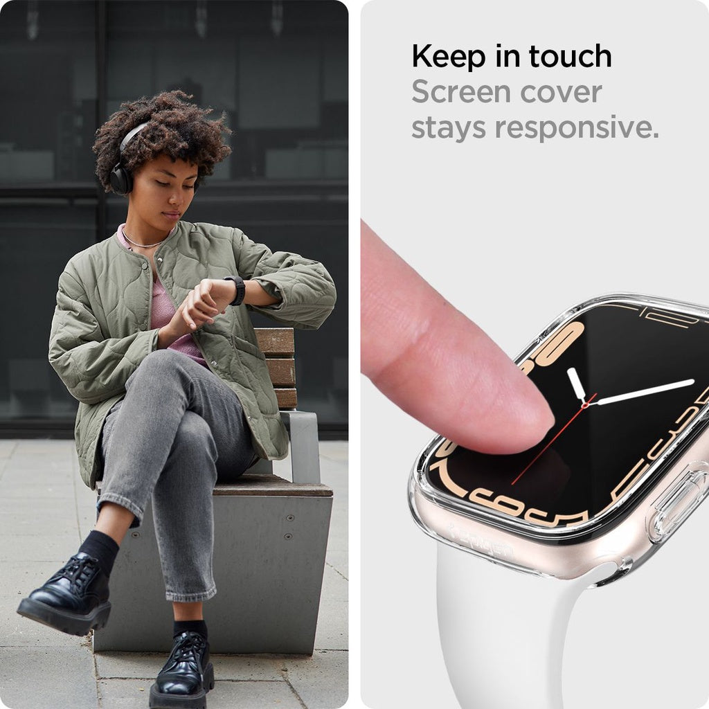 Spigen Ultra Hybrid Crystal Clear [Full Screen Cover] Compatible for Apple Watch Series 8 / 7 (45mm)