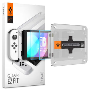 Spigen Nintendo Switch OLED Screen Protector EZ FIT GLAS.tR [2 Pack]
