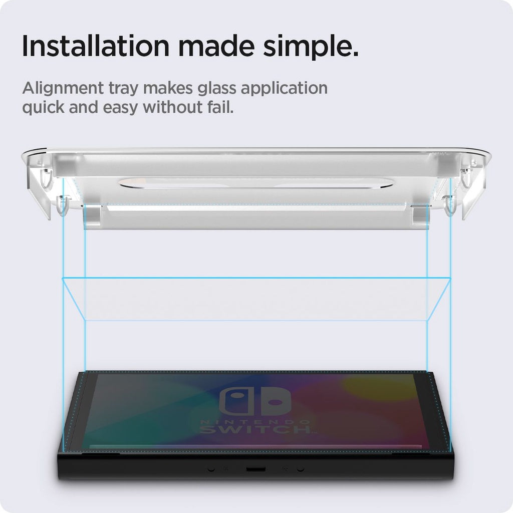 Spigen Nintendo Switch OLED Screen Protector EZ FIT GLAS.tR [2 Pack]