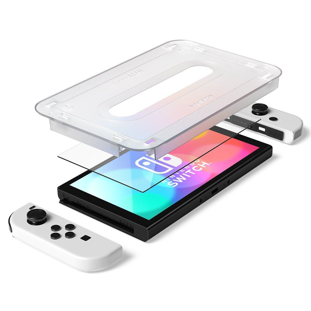 Spigen Nintendo Switch OLED Screen Protector EZ FIT GLAS.tR [2 Pack]