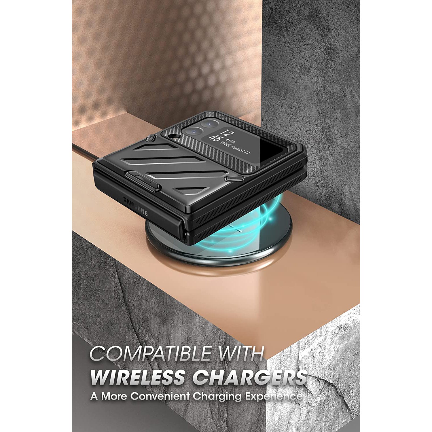 SUPCASE Galaxy Z Flip 3 Unicorn Beetle PRO Rugged Case with Belt Clip-Black