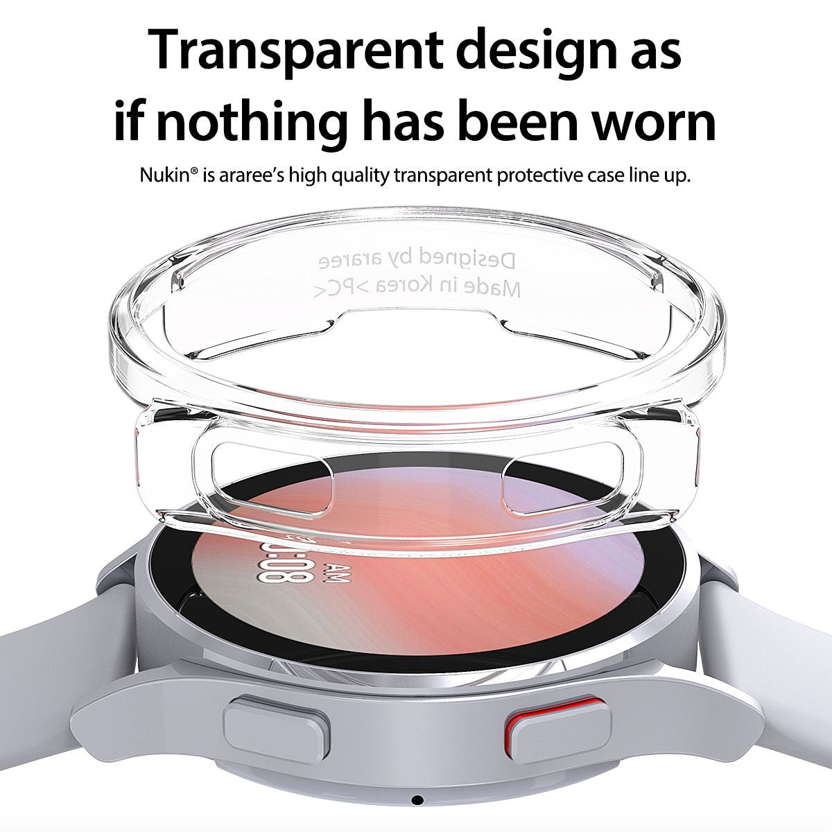 Araree NUKIN Samsung Galaxy Watch 4 (2021) Crystal Clear Transparent Cover Hard PC Protective Lightweight Scratchproof Case