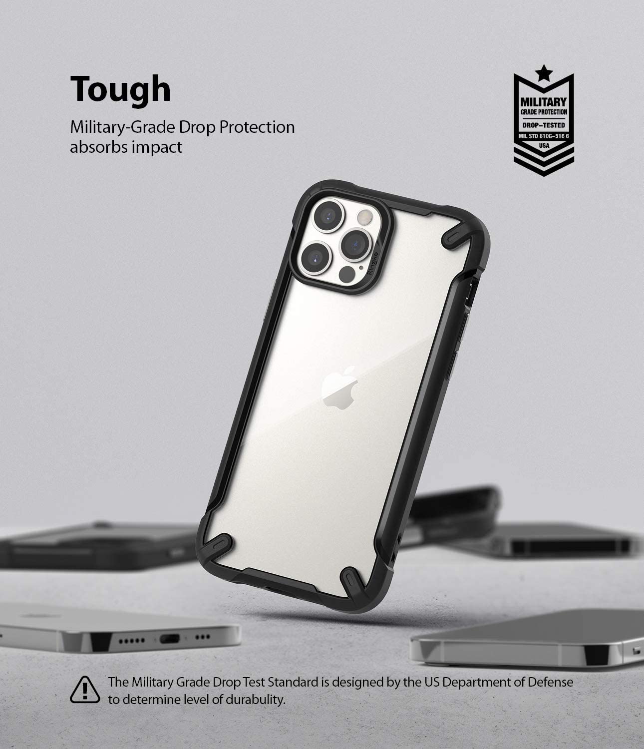 Ringke Fusion-X2 iPhone 12 / Pro / Pro Max Transparent Back Shockproof Upgraded Side Grip Flexible TPU Phone Cover Black