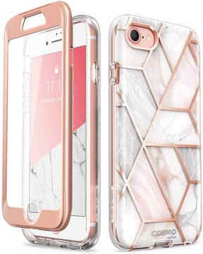 i-Blason Cosmo Series iPhone SE 2020 / 8 / 7 / Plus [Built-in Screen Protector] Stylish Protective Bumper Case (Marble)