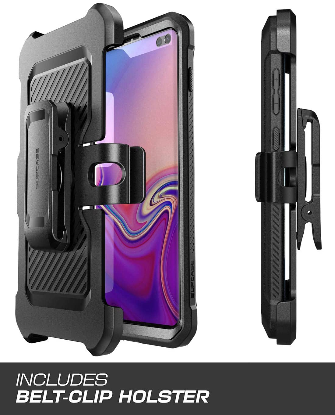 SUPCASE Unicorn Beetle Pro Galaxy S10 Plus Full-Body Dual Layer Rugged with Holster & Kickstand Without Built-in Screen Protector (Black)