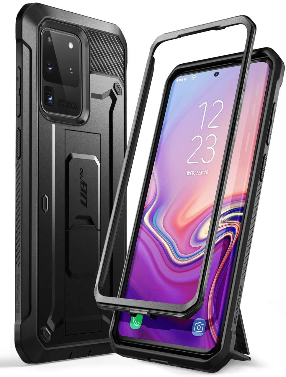 SUPCASE UB Pro Galaxy S20 / Plus / Ultra Full-Body Dual Layer Rugged Holster & Kickstand Case Without Built-in Screen Protector (Black)