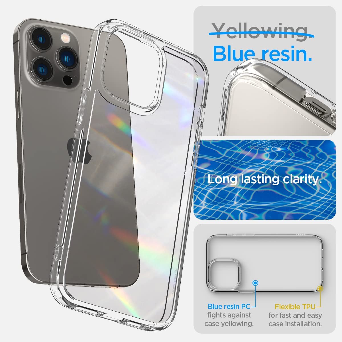 Spigen Ultra Hybrid [Anti-Yellowing Technology] Designed for iPhone 14 Pro / Pro Max Case (2022) - Crystal Clear
