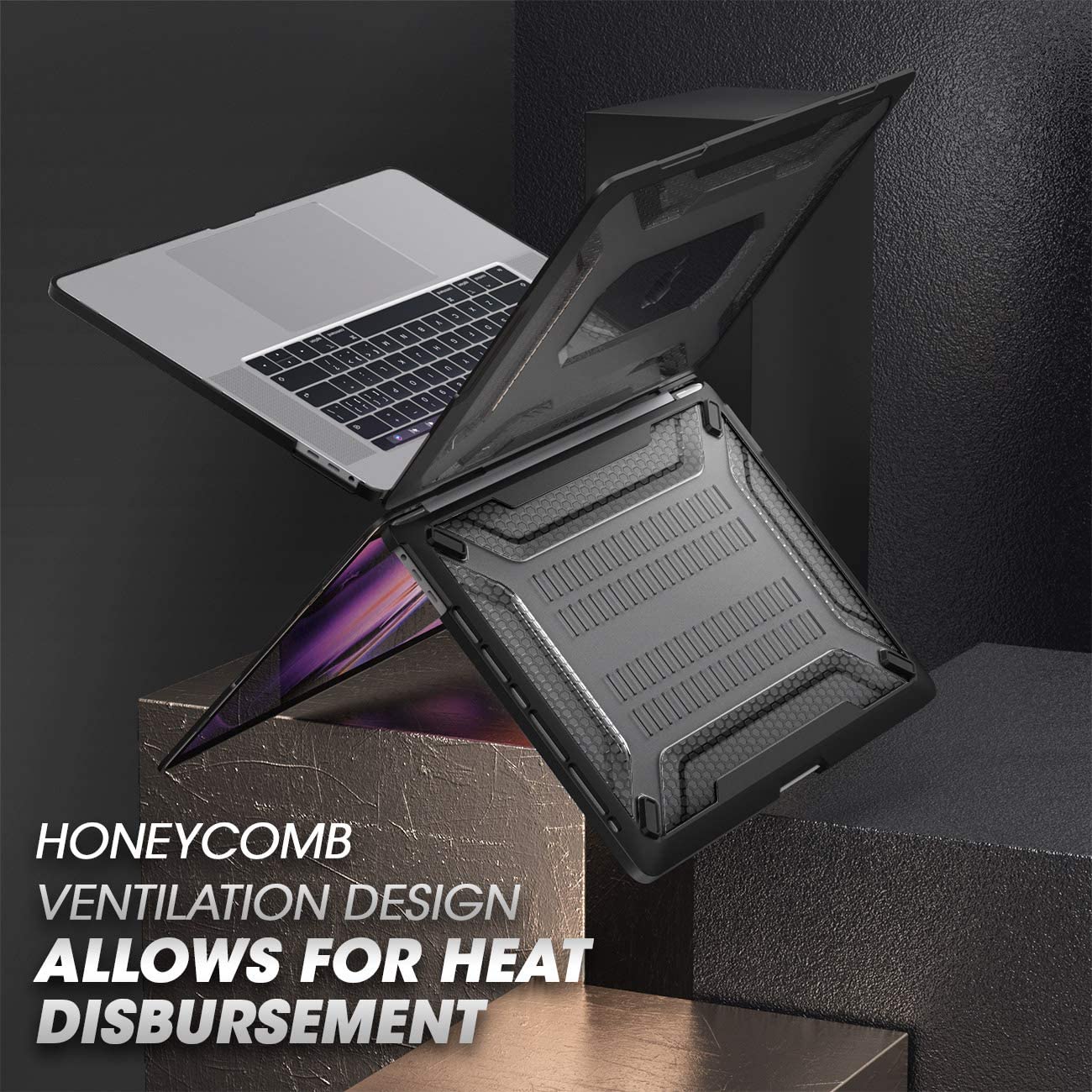 SUPCASE Unicorn Beetle MacBook Pro 16 inch A2141 (2019 Release), Slim Rubberized TPU Bumper Cover with Touch Bar and Touch ID (Black)
