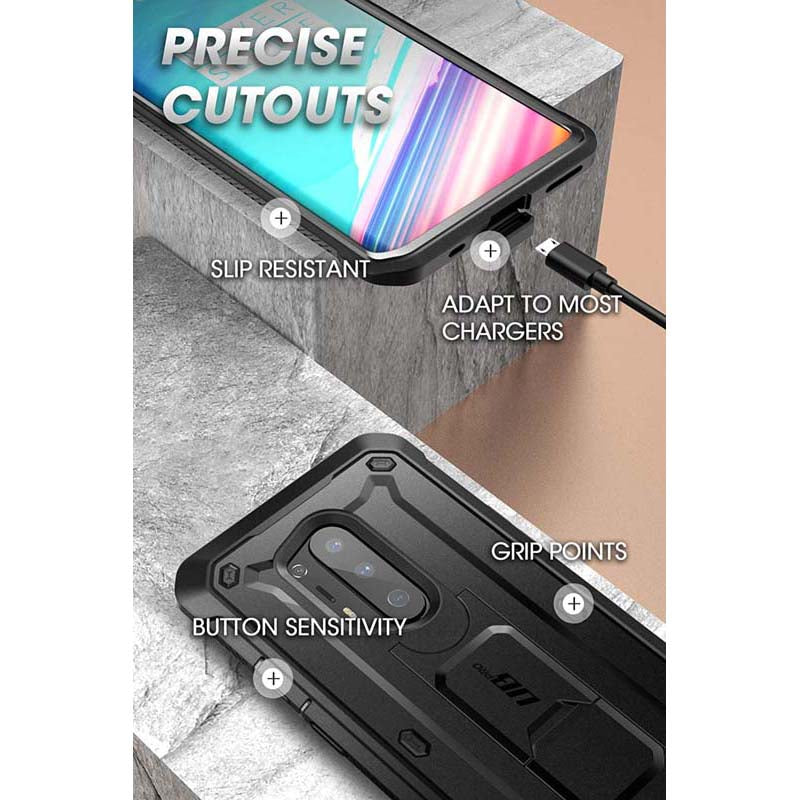 SUPCASE Unicorn Beetle Pro OnePlus 8 / 8 Pro / 8T Built-in Screen Protector Full-Body Rugged Holster Case Black