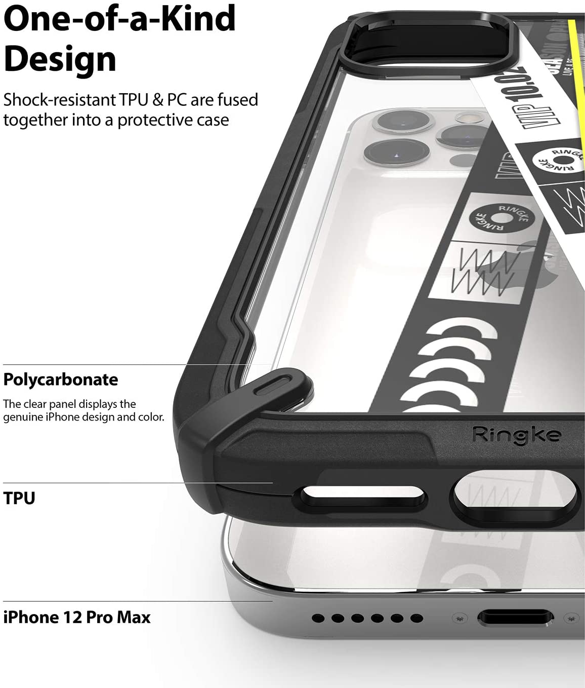 Ringke Fusion-X Design Ticket Band iPhone 12 Pro Max Case Cover, Design Print Heavy Duty Advanced TPU Bumper Phone Case