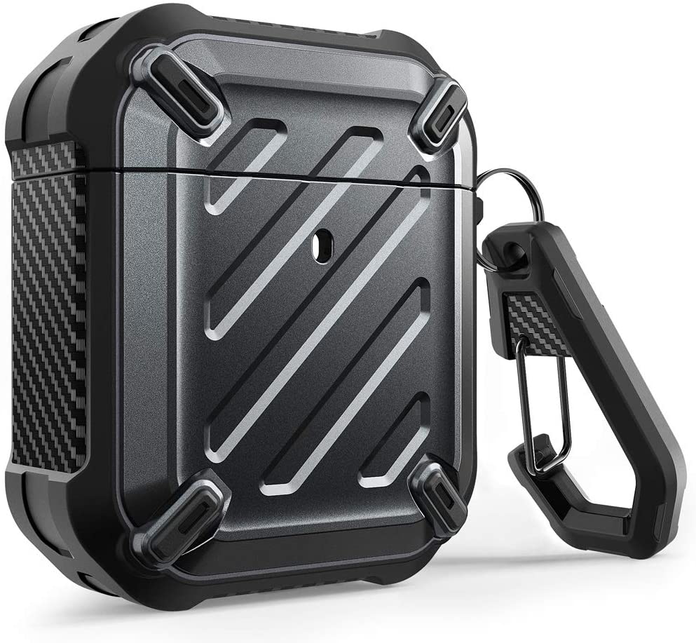 SUPCASE Unicorn Beetle Pro Airpods Pro, Airpods 1st & 2nd Generation Full-Body Rugged Protective Case with Carabiner (Black)