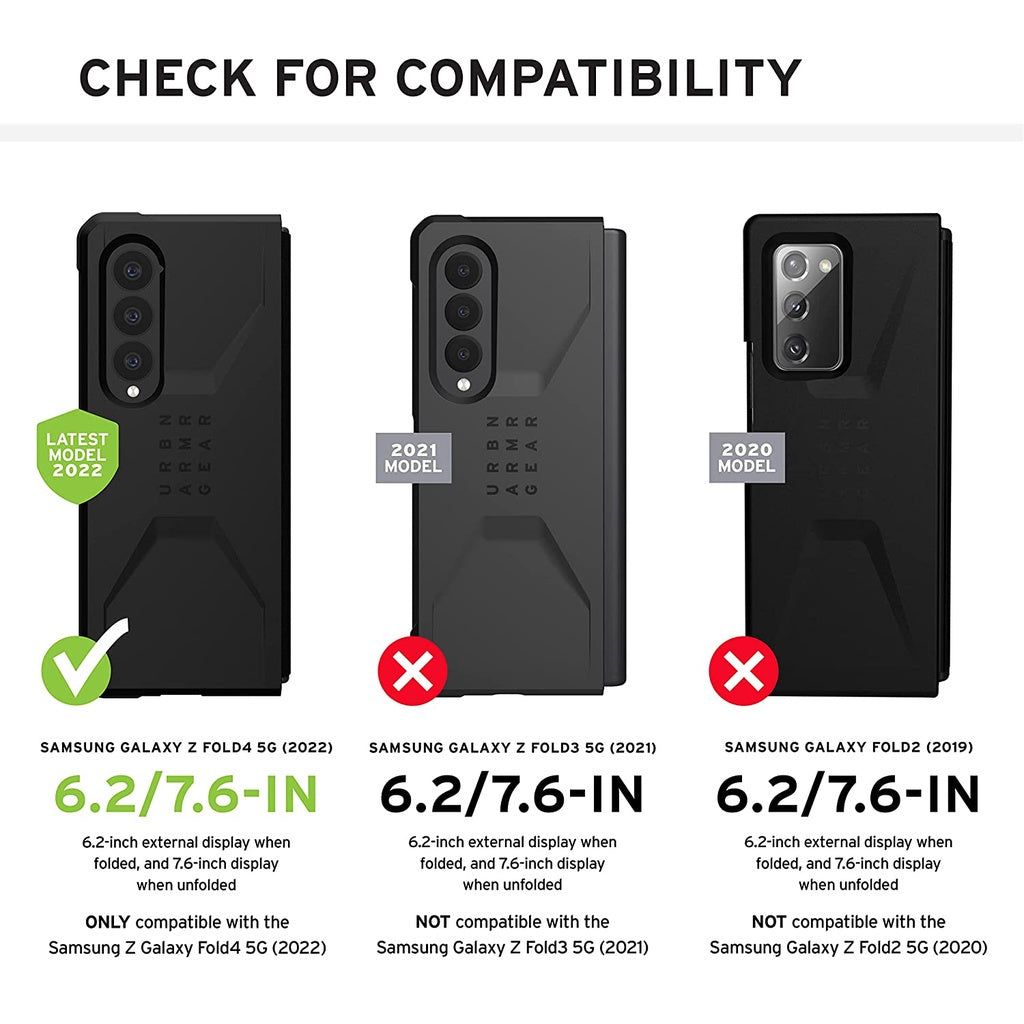 UAG Galaxy Z Fold 4 Case Civilian Black Ultra Thin Shock-Absorbentd Protection Case/Cover
