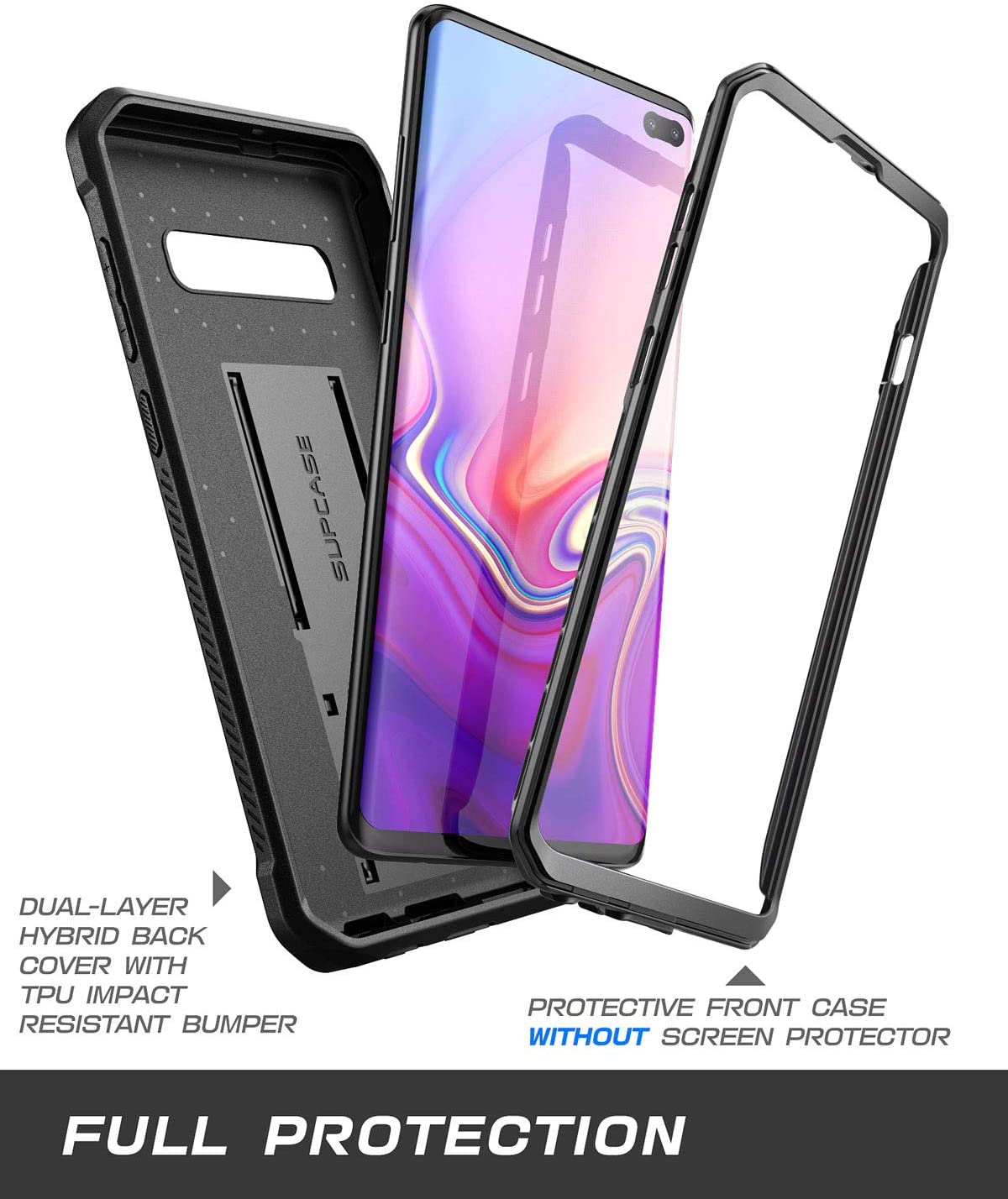 SUPCASE Unicorn Beetle Pro Galaxy S10 Plus Full-Body Dual Layer Rugged with Holster & Kickstand Without Built-in Screen Protector (Black)