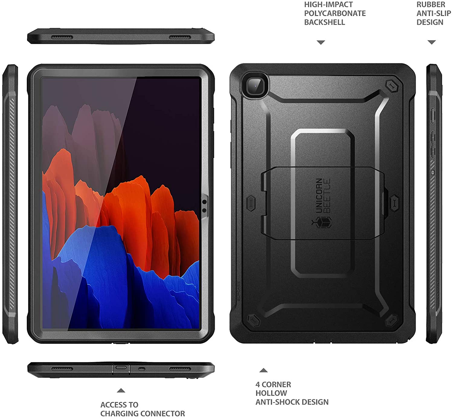 SUPCASE Unicorn Beetle Pro Galaxy Tab A7 10.4" (2020) Built-in Screen Protector Full-Body Rugged Heavy Duty Case (Black)