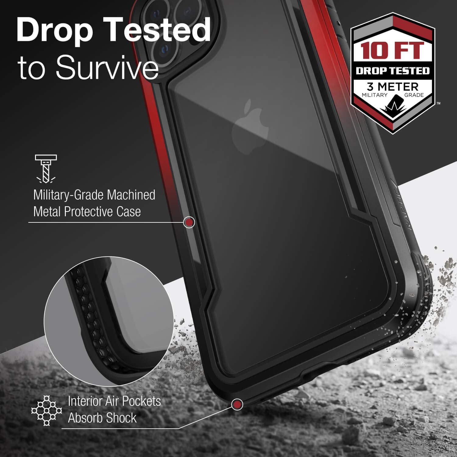 X-Doria Defense Raptic Shield iPhone 12 / Pro / Pro Max Shock Absorbing Protection, Durable Aluminum Frame, 10ft Drop Tested Case