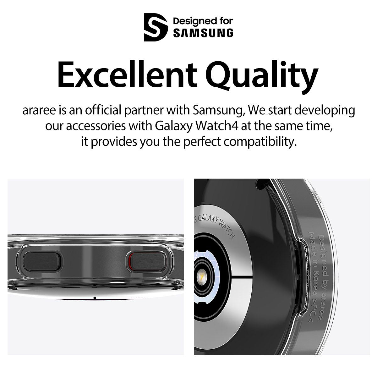 Araree NUKIN Samsung Galaxy Watch 4 (2021) Crystal Clear Transparent Cover Hard PC Protective Lightweight Scratchproof Case