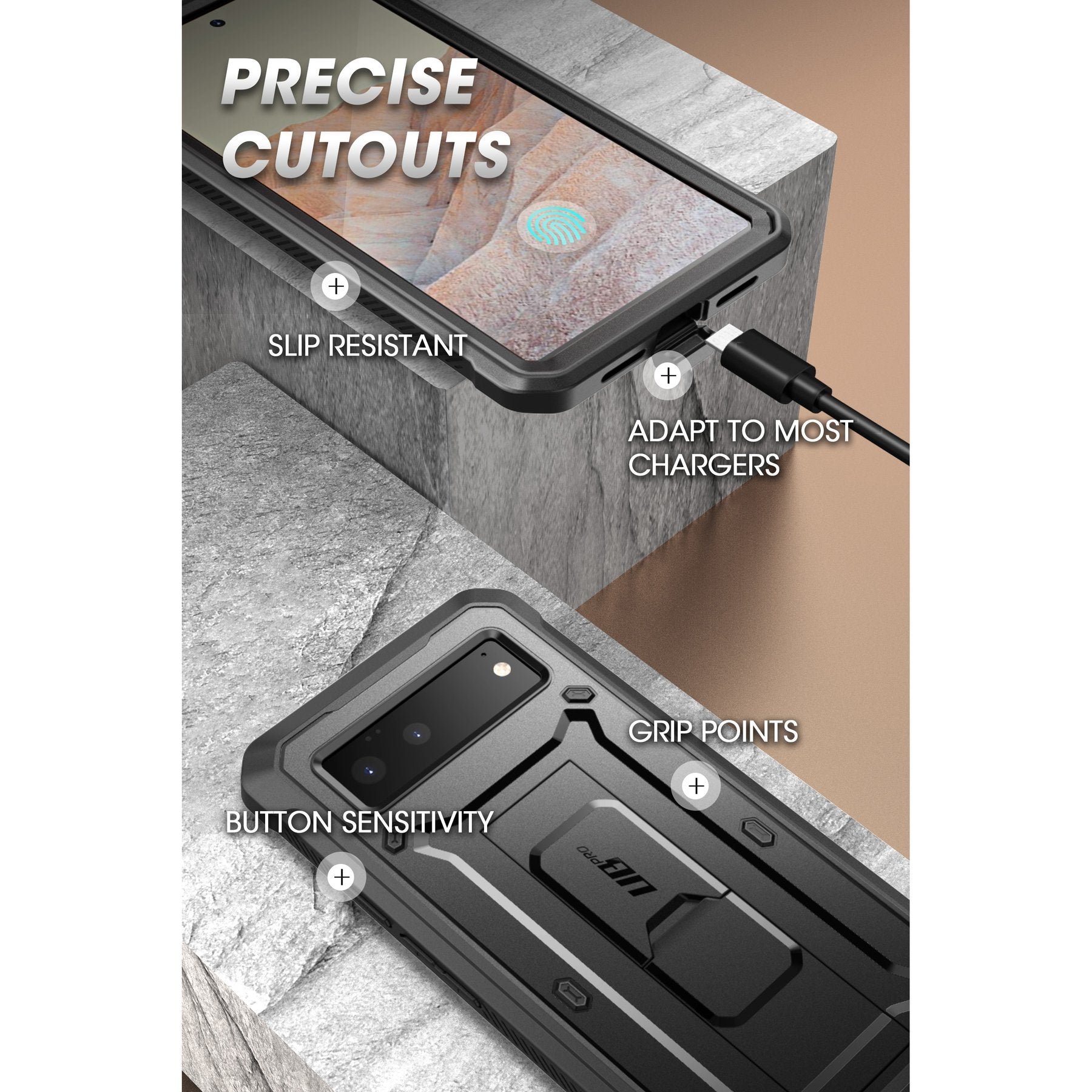 SUPCASE Google Pixel 6 (2021) Unicorn Beetle PRO Rugged Holster Case - Black
