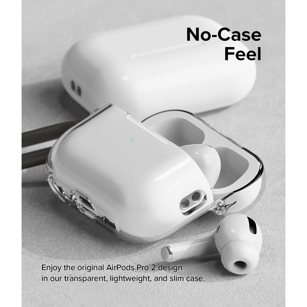 Ringke Hinge Compatible with AirPods Pro 2 Case 2nd Generation (2022), Transparent Cover with Keychain Carabiner