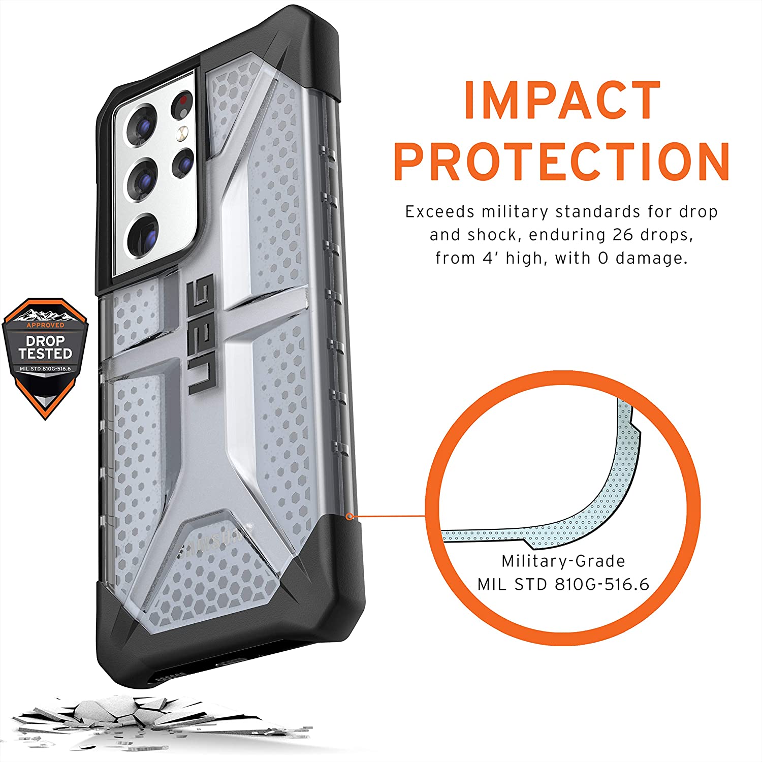 UAG Plasma Samsung Galaxy S21 / Plus / Ultra Wireless Charging Compatible Cover, Shockproof Mobile Phone Case, Ultra Slim Bumper