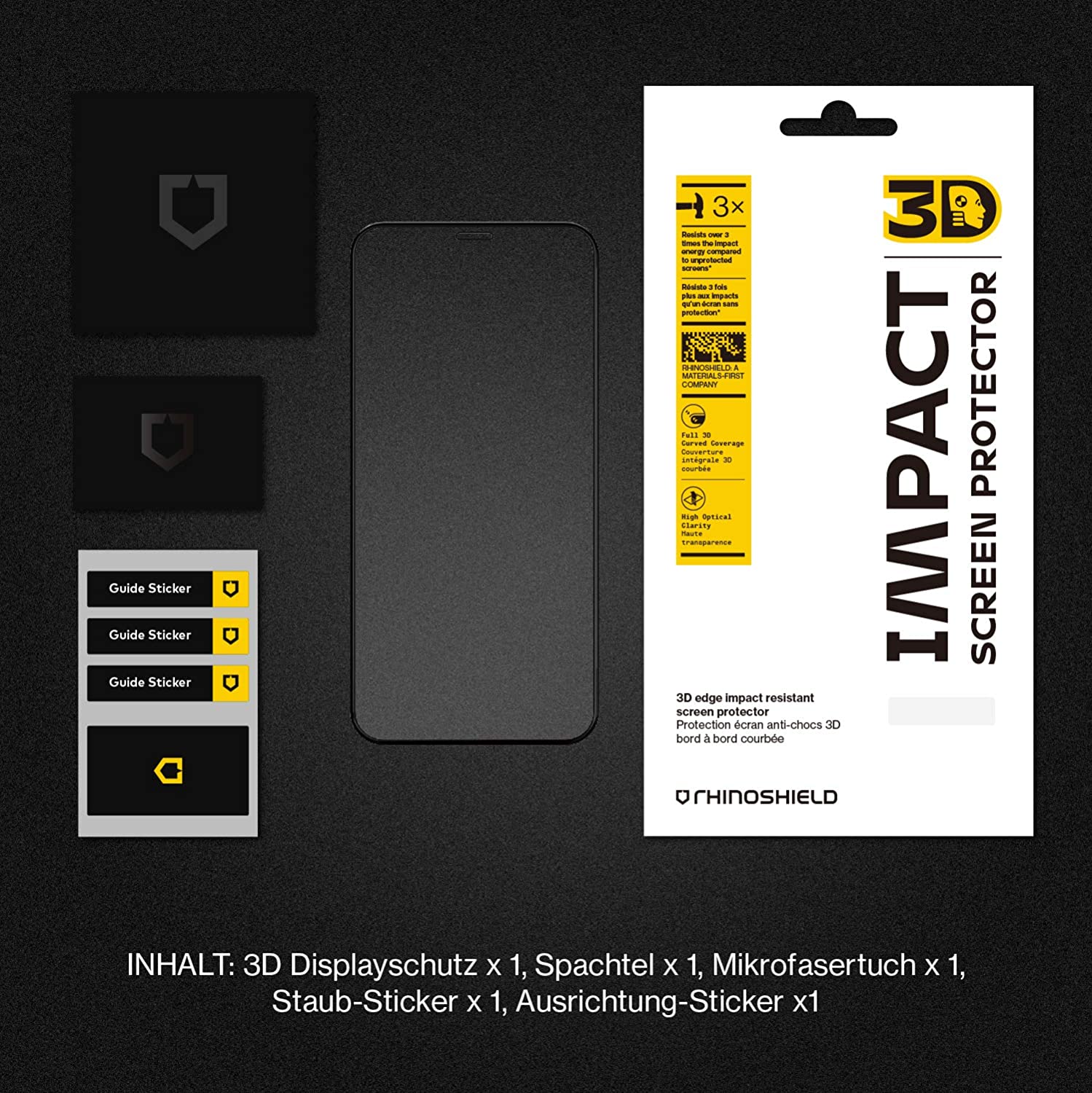 RhinoShield 3D Impact iPhone 11/Pro/Pro Max/XS/XS Max/XR | 3D Curved Full Coverage - Scratch Resistant Screen Protector