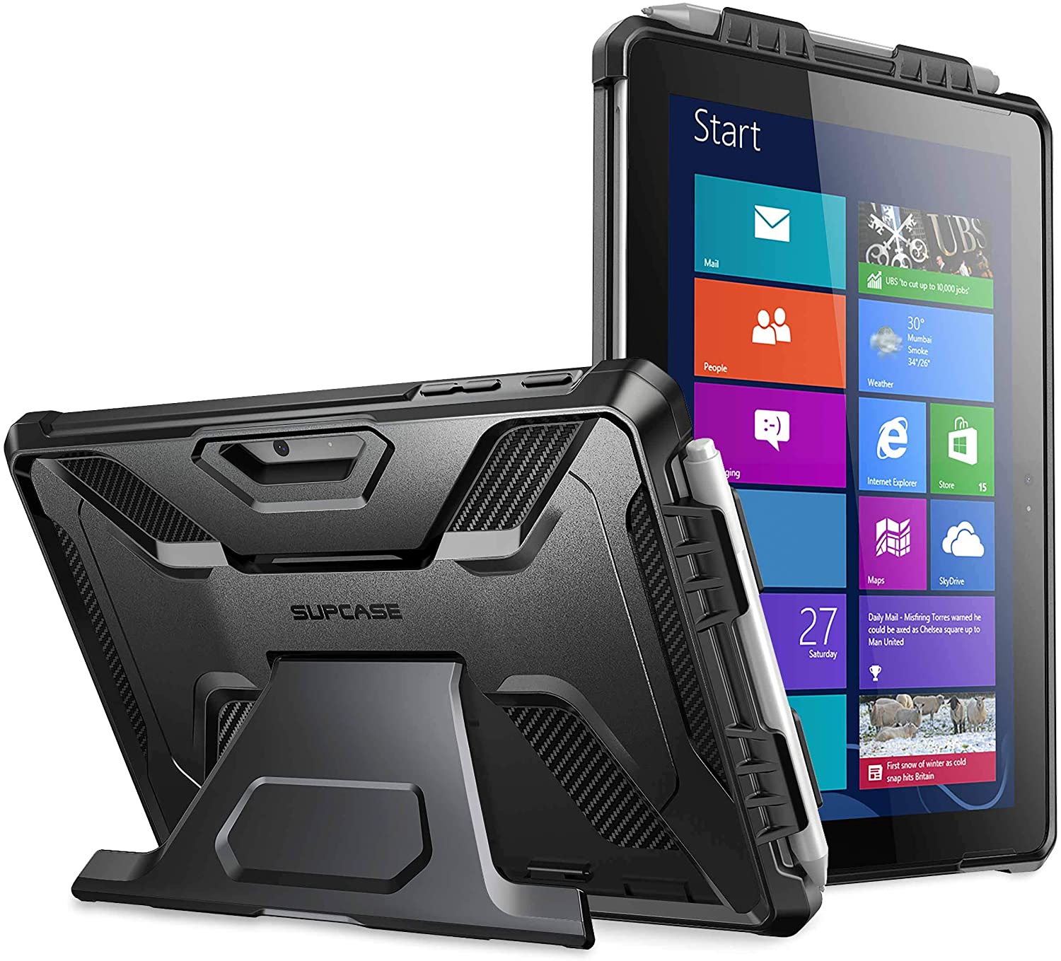 SUPCASE UB Pro Microsoft Surface Go 10 inch 2018 / Surface Go 2 10.5 inch 2020 Full-Body Kickstand Rugged Protective Case(Black)