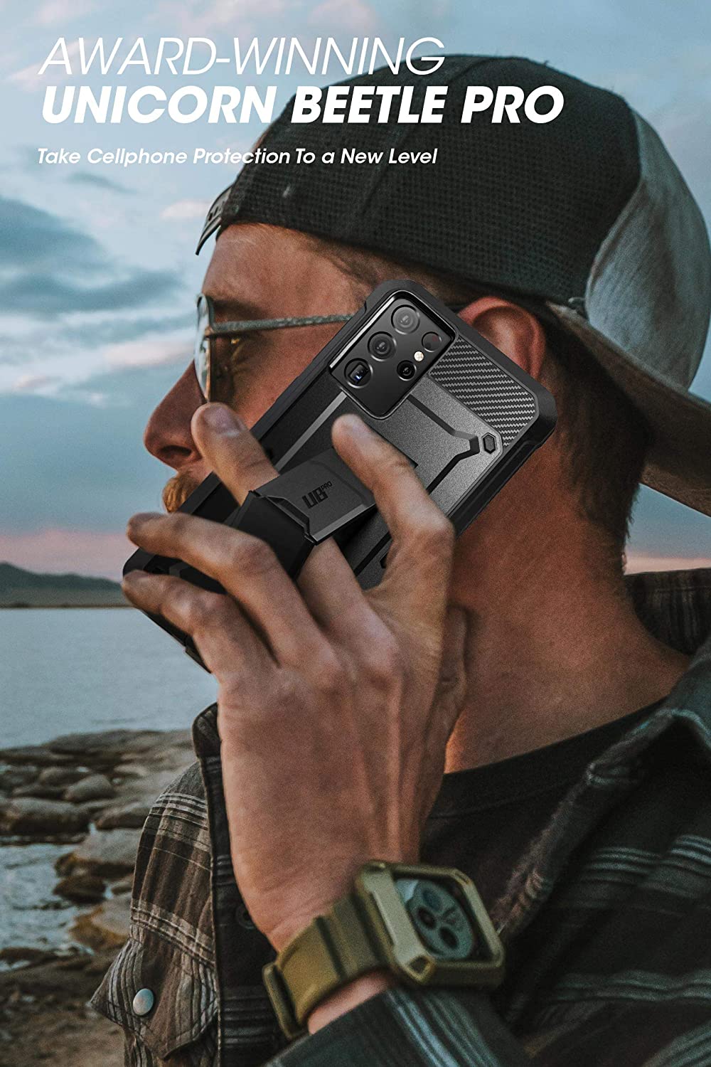 SUPCASE Unicorn Beetle Pro Galaxy S21 / Plus / Ultra Full-Body Dual Layer Rugged Holster & Kickstand Case Without Built-in Screen Protector (Black)