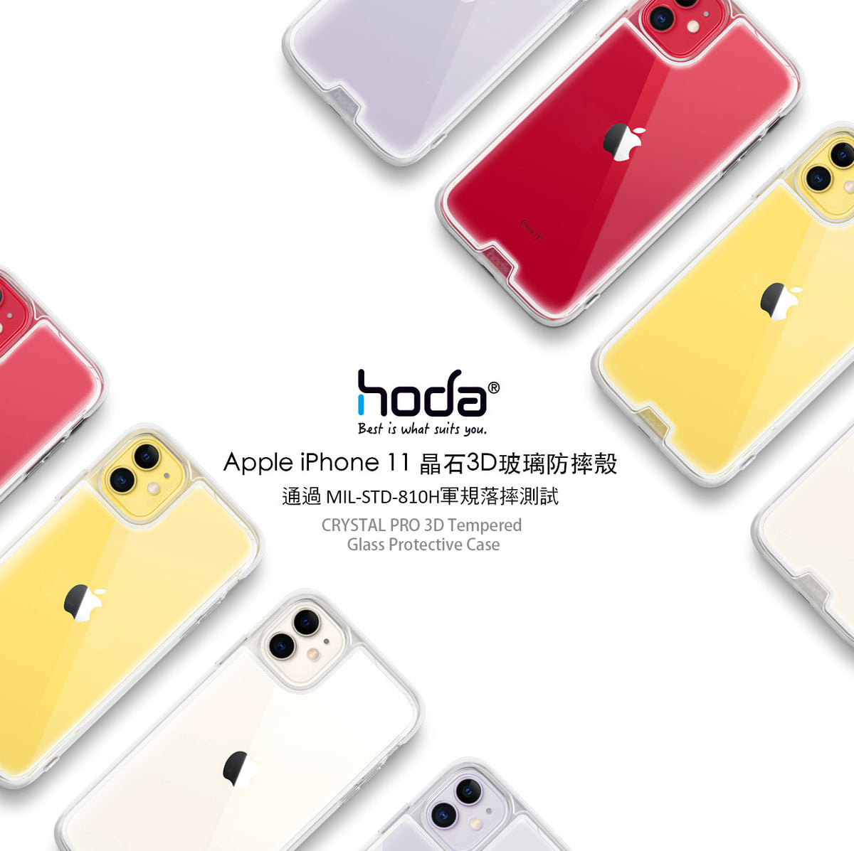 Hoda Crystal Pro Glass iPhone 12 / Pro / Pro Max / Mini Military Standard Case Clear