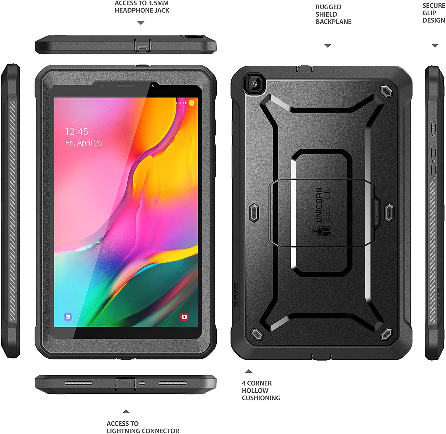 SUPCASE Unicorn Beetle Pro Galaxy Tab A 8.0 with Built-in Screen Protector Full-Body Rugged Heavy Duty Case (Black)