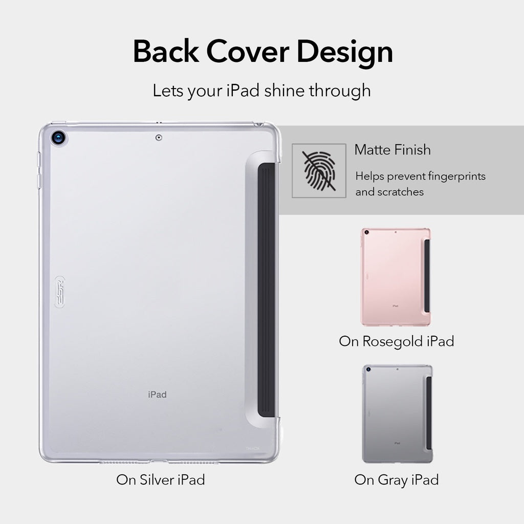 ESR Case for iPad 9/8/7 10.2" Back Case Translucent Slim Hard Shell Supports Smart Keyboard & Smart Cover