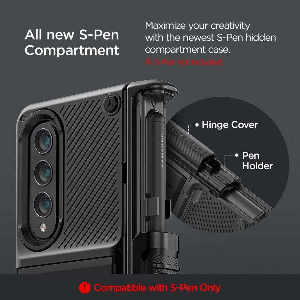 VRS Design Quick Stand Active S for Galaxy Z Fold 4 Case (2022), Premium [Multi Functional Hinge Protection - Pen Cover