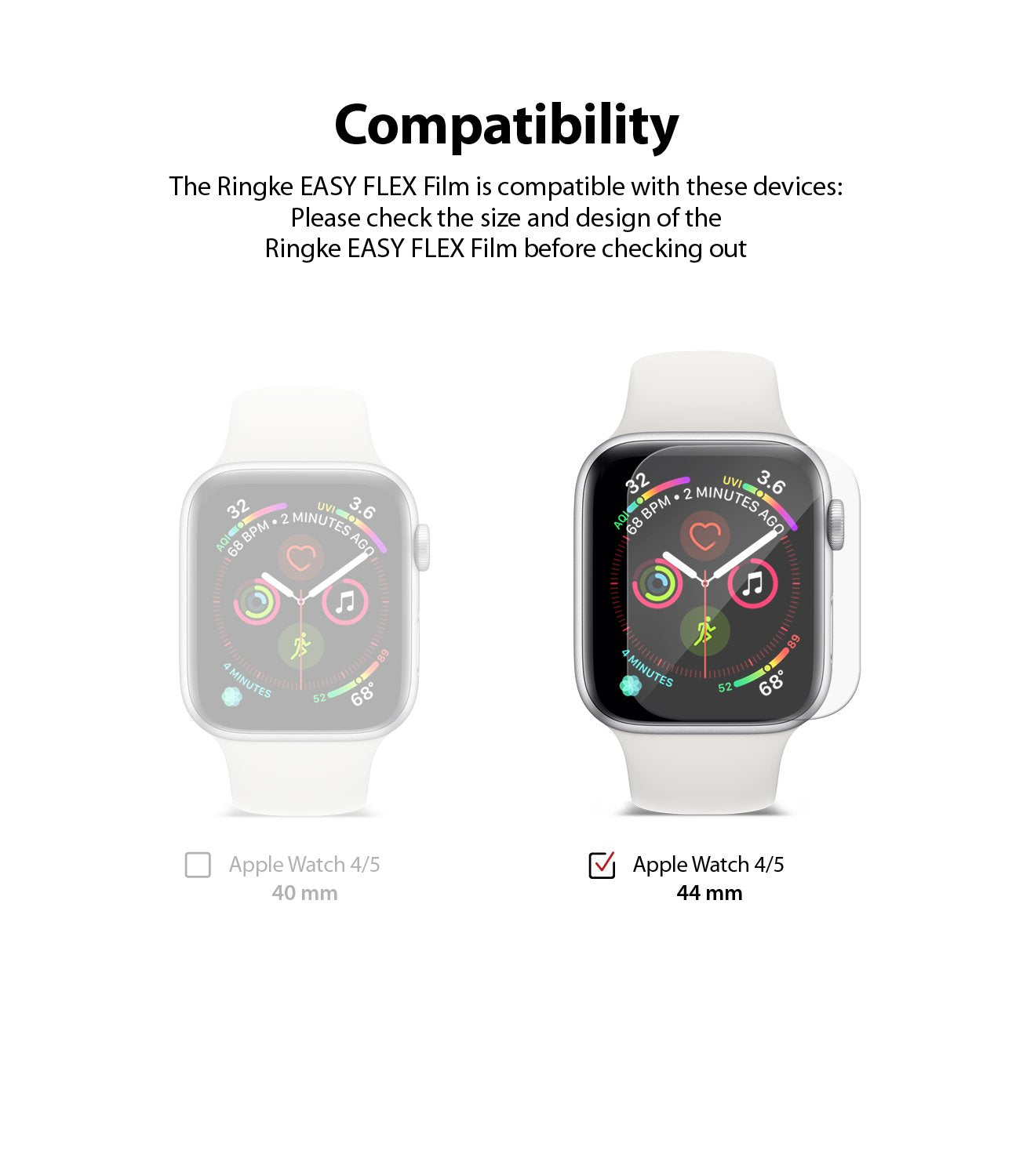 Ringke Easy Flex Apple Watch Series 6 / SE / 5 / 4 (44mm) Screen Protector (3 pcs)