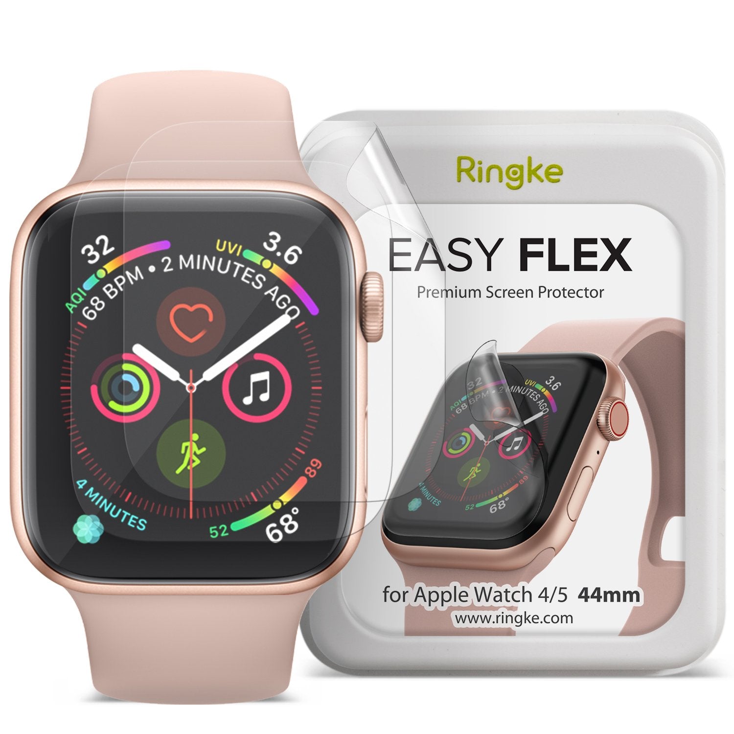 Ringke Easy Flex Apple Watch Series 6 / SE / 5 / 4 (44mm) Screen Protector (3 pcs)