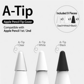 Araree A-Tip for Apple Pencil 1st & 2nd Generation (9 PCS) - Clear / White / Black