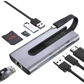 ESR 8-in-1 Portable Hub, USB-C Hub with Gigabit Ethernet, 4K@30Hz HDMI, 100W Power Delivery, 2 USB 3.0 Ports, 1 USB 2.0