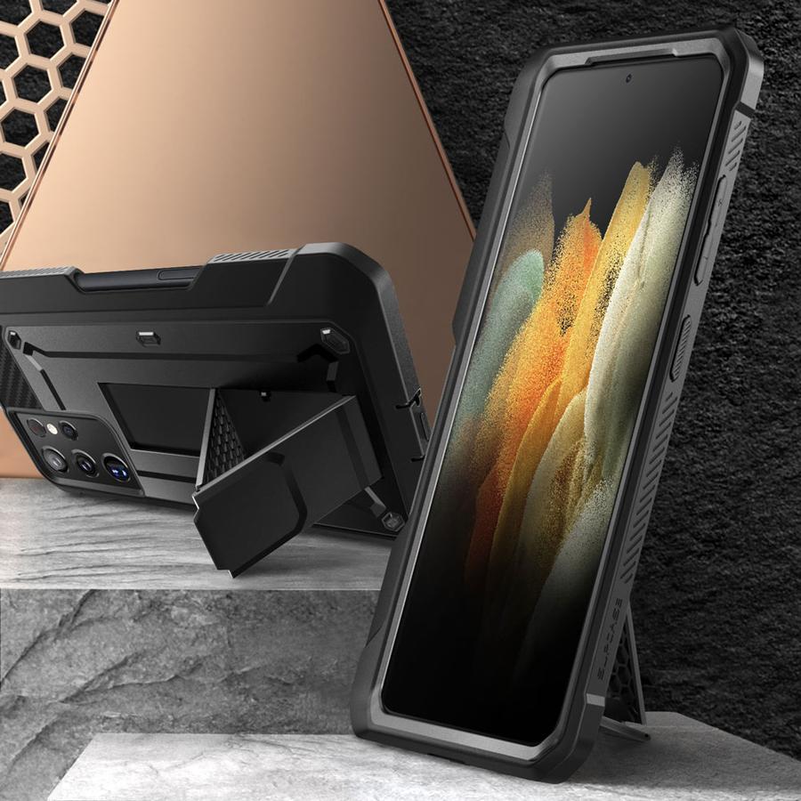SUPCASE Galaxy S21 Ultra Unicorn Beetle Pro Rugged Case with S-Pen Holder - Black