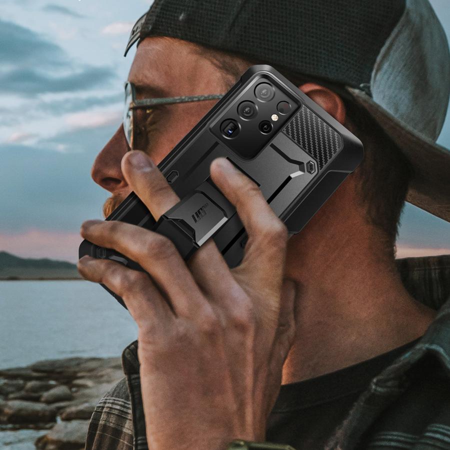 SUPCASE Galaxy S21 Ultra Unicorn Beetle Pro Rugged Case with S-Pen Holder - Black