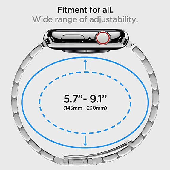 Spigen Modern Fit Band Silver Designed for Apple Watch Ultra (49mm) Series 8/7 (45mm) Series SE2/6/SE/5/4 (44mm & 42mnm)