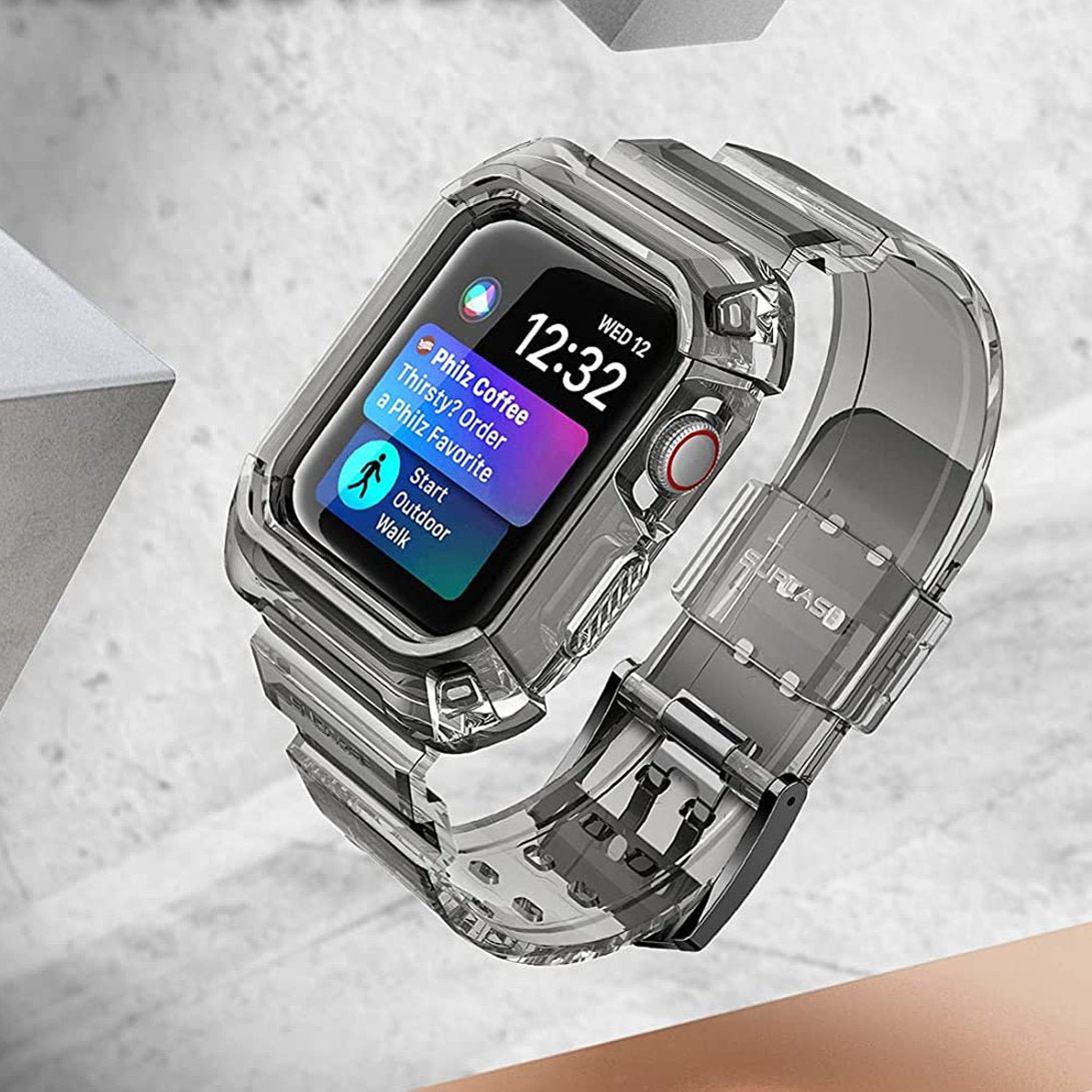 SUPCASE UB PRO Apple Watch Series 4 / 5 / 6 / 7 / SE Wristband Case (45mm/44mm) - Frost Black Clear