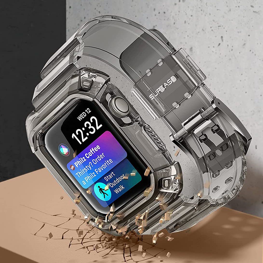 SUPCASE UB PRO Apple Watch Series 4 / 5 / 6 / 7 / SE Wristband Case (45mm/44mm) - Frost Black Clear