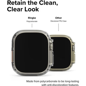 Ringke Slim [Anti-Yellowing Material / 2 Pack] Compatible with Apple Watch Ultra 49mm Case Cover Clear + Matte Black