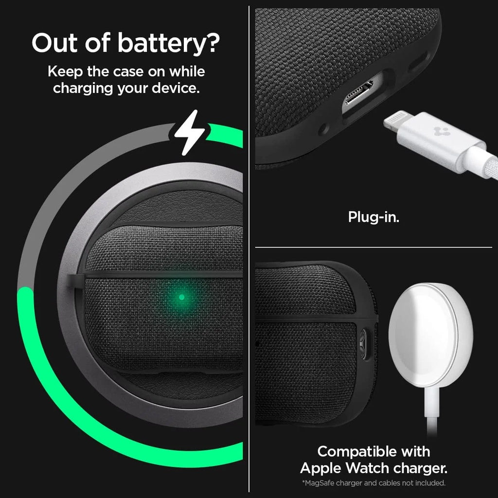 Spigen Urban Fit Designed for Airpods Pro 2 Case (2022), Premium Fabric with Keychain - Black